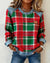 Relaxed Check Print Long Sleeve Top with Denim Trim