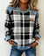 Relaxed Check Print Long Sleeve Top with Denim Trim