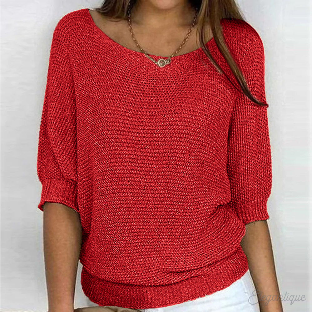 Sweater with Wide Sleeves and Round Neck