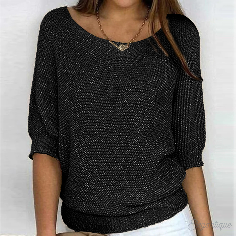 Sweater with Wide Sleeves and Round Neck