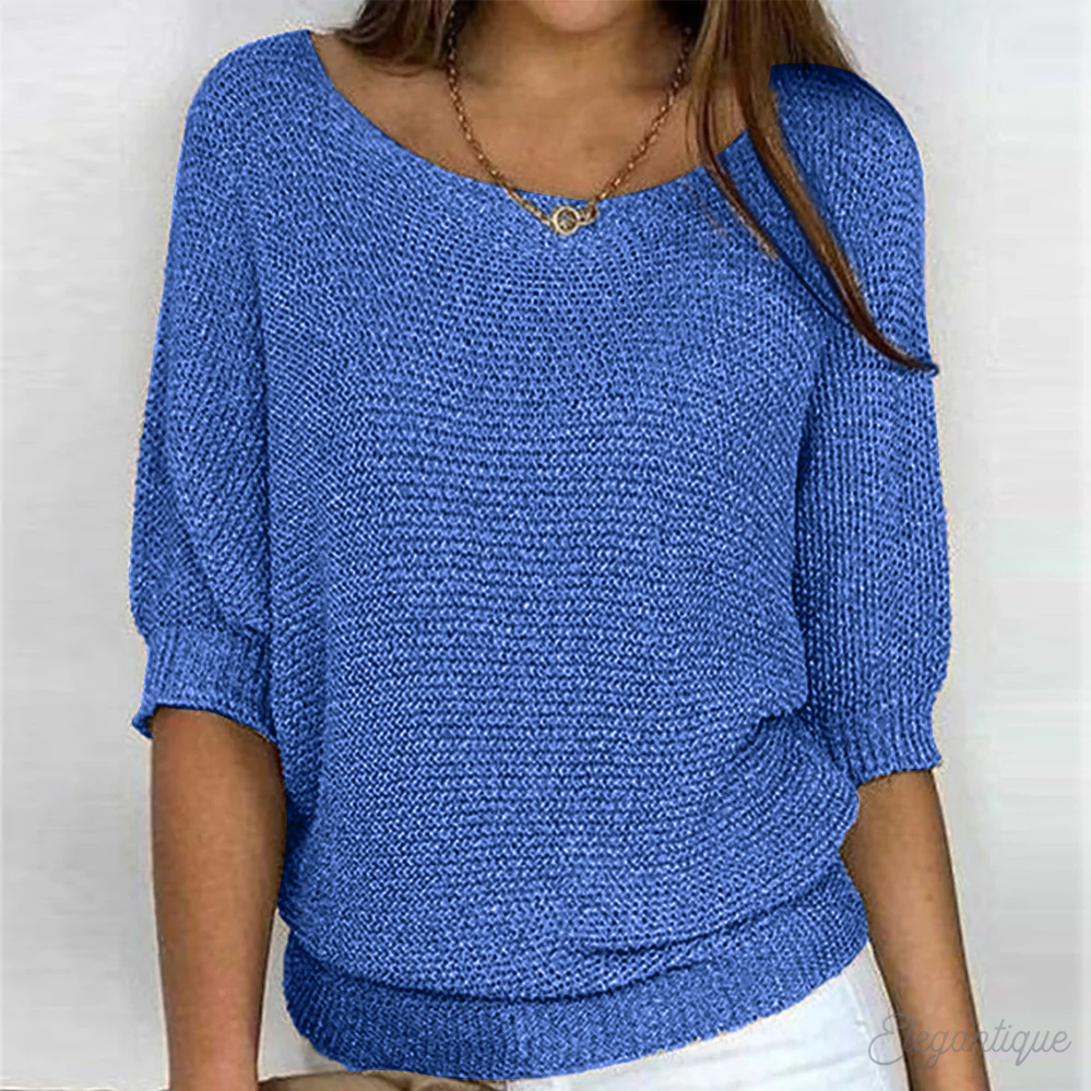 Sweater with Wide Sleeves and Round Neck