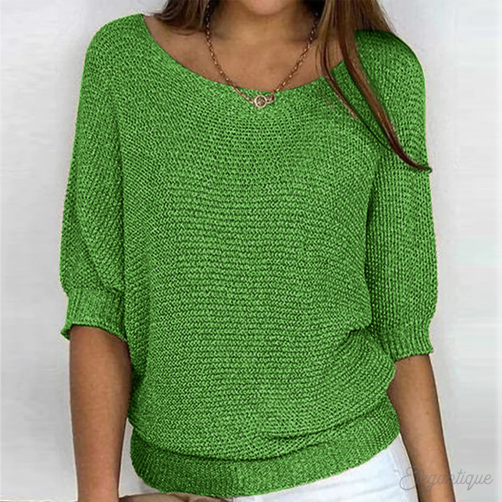 Sweater with Wide Sleeves and Round Neck