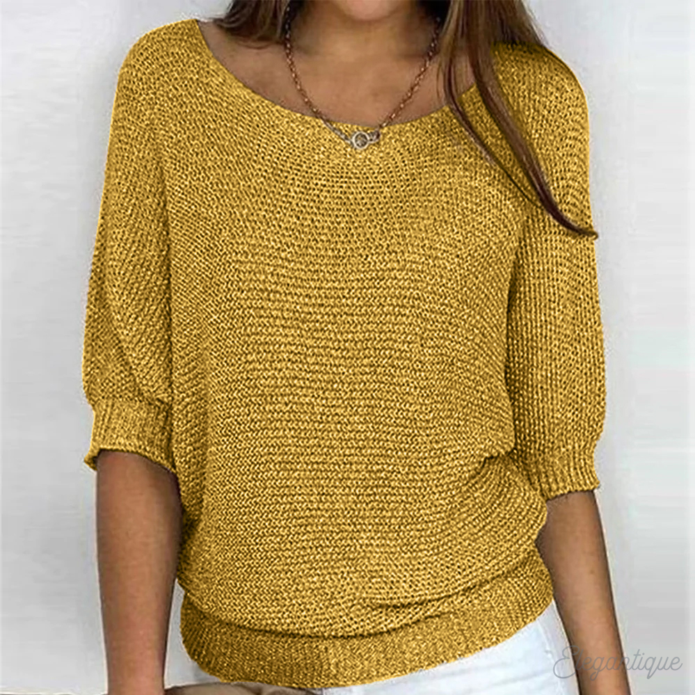 Sweater with Wide Sleeves and Round Neck