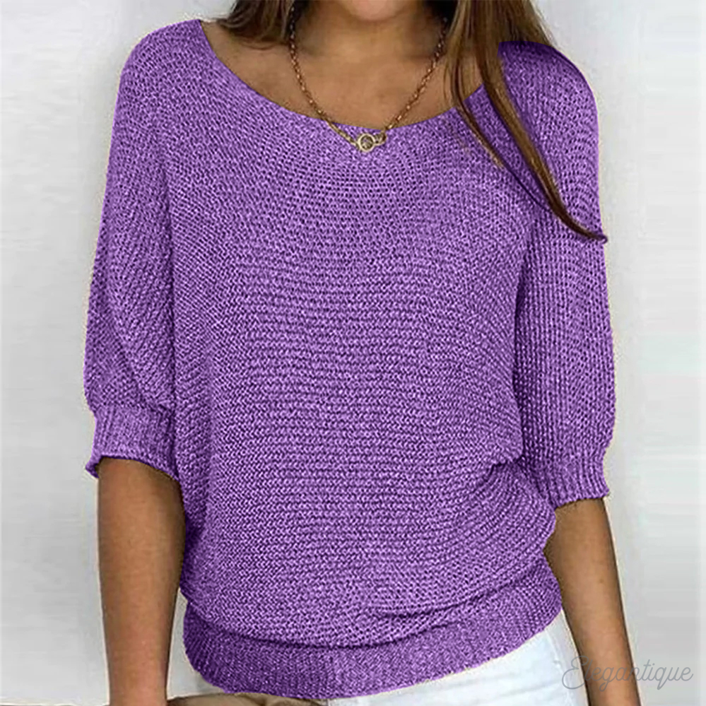 Sweater with Wide Sleeves and Round Neck