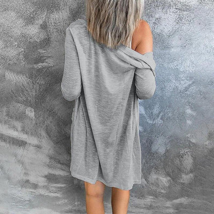Relaxed Open Front Cardigan with Snap Button Detail
