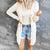 Relaxed Open Front Cardigan with Snap Button Detail