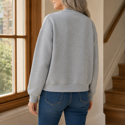 Relaxed Quilted Bomber Jacket with Geometric Texture