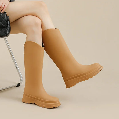 Tall Platform Wellington Rain Boots
