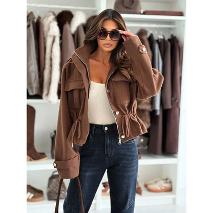 Drawstring Waist Cropped Jacket