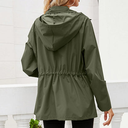 Oversized Hooded Zip Raincoat