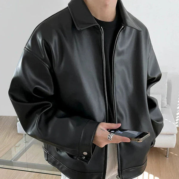 Streetwear Oversized Leather  Bomber Jacket