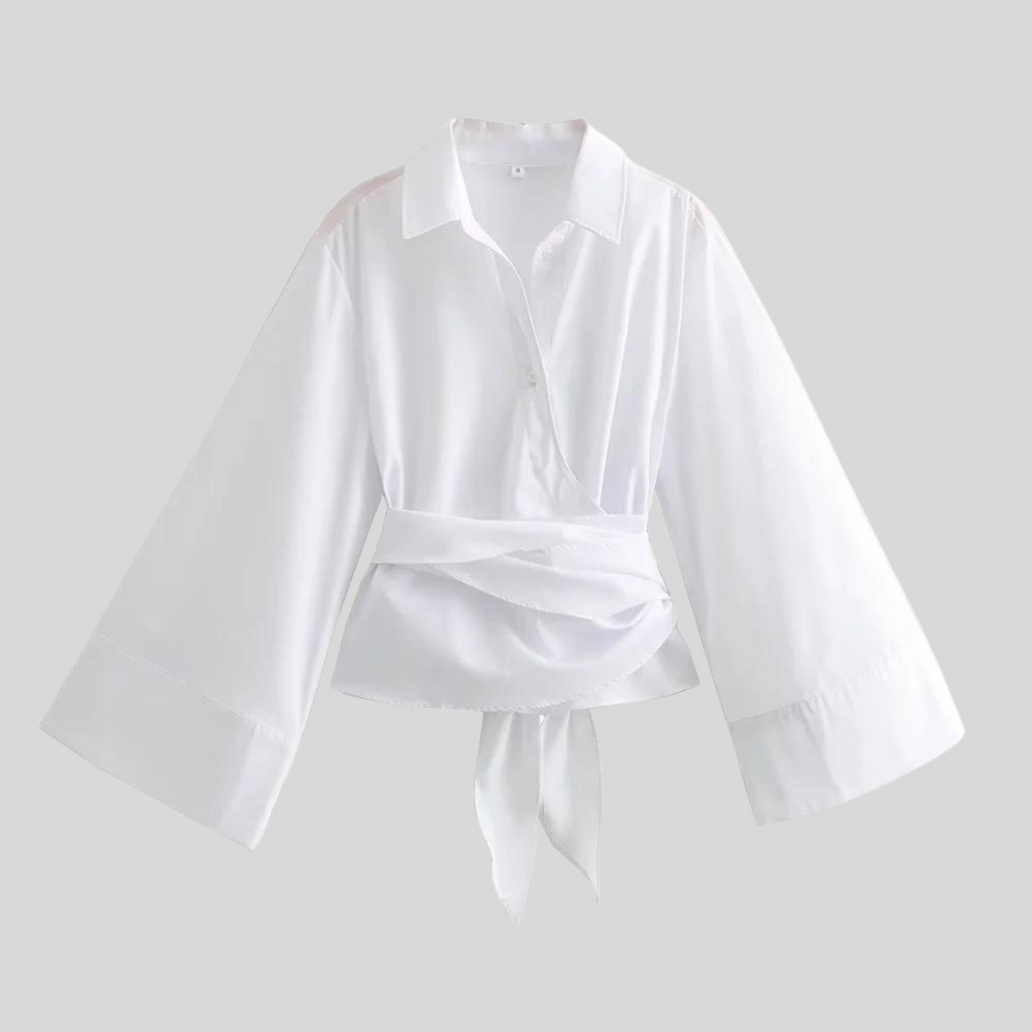 Stylish Cotton Top with Bow Belt