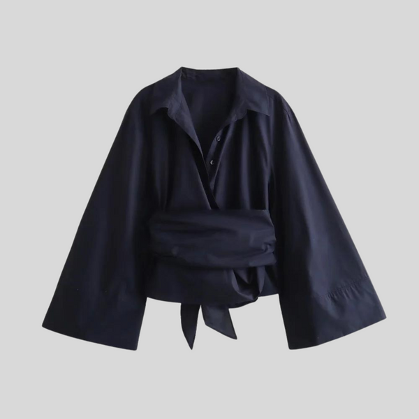 Stylish Cotton Top with Bow Belt