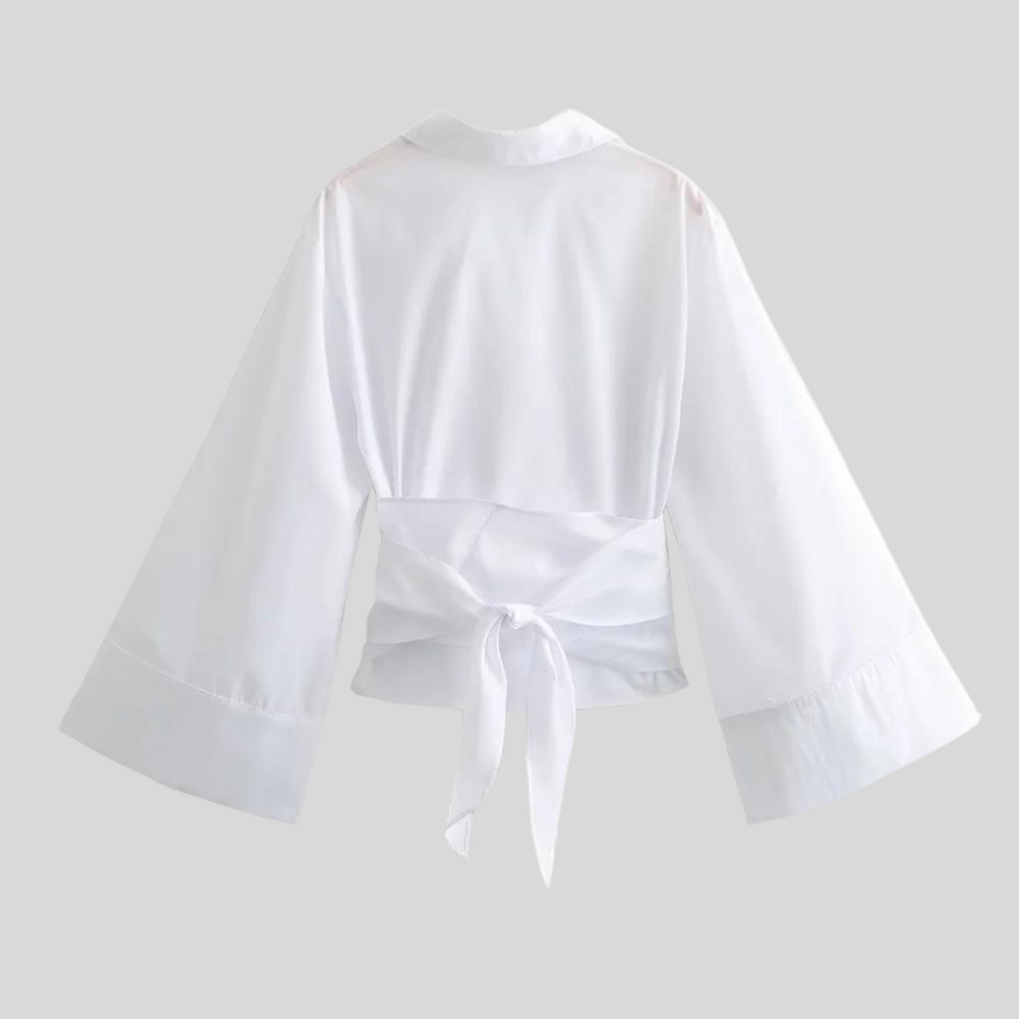 Stylish Cotton Top with Bow Belt