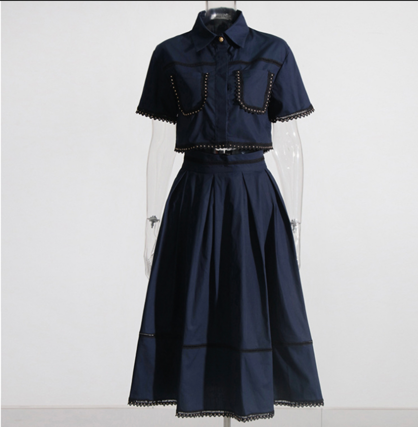 Embroidered Skirt Two piece set