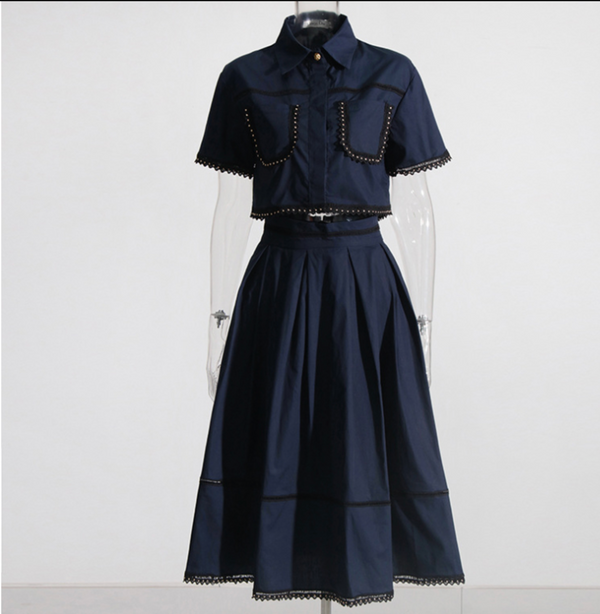 Embroidered Skirt Two piece set