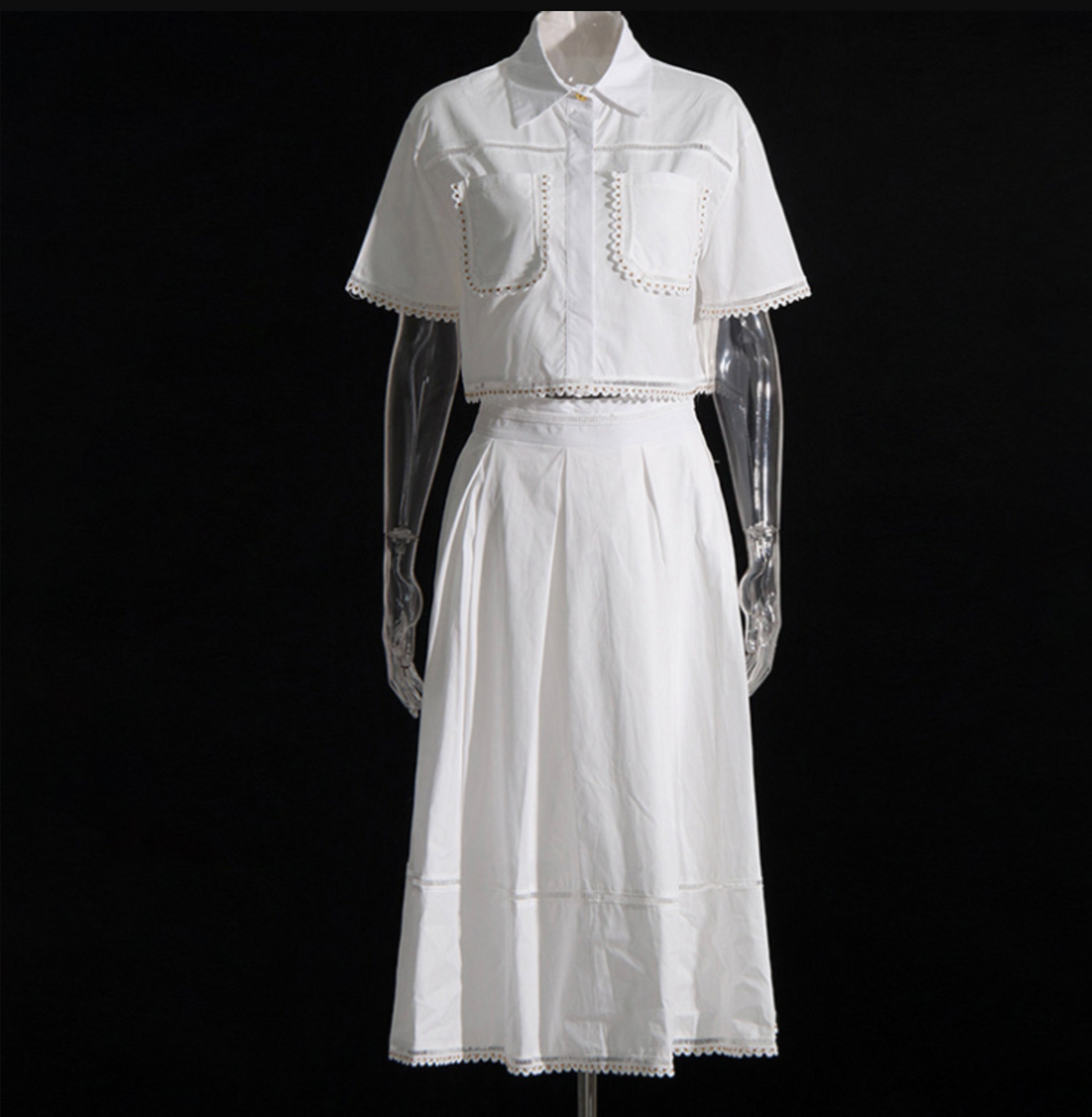 Embroidered Skirt Two piece set