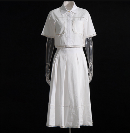 Embroidered Skirt Two piece set