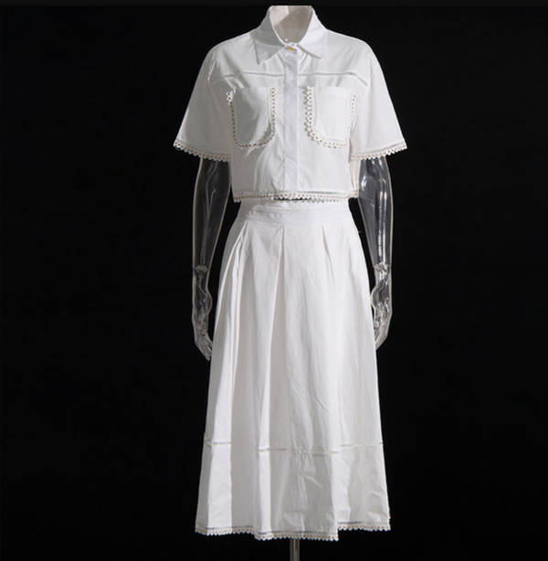 Embroidered Skirt Two piece set