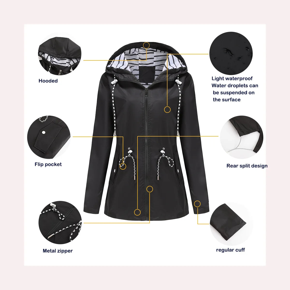 Waterproof Drawstring Rain Jacket