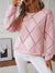 Sequin Diamond Knit Sweater with Crew Neck and Puff Sleeves