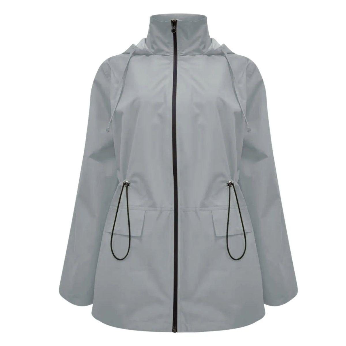 Oversized Hooded Zip Raincoat