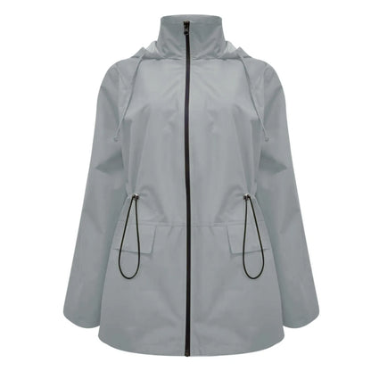 Oversized Hooded Zip Raincoat
