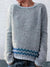 Soft Striped Knit Sweater with Patterned Hem