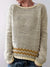 Soft Striped Knit Sweater with Patterned Hem