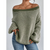 Striped Off Shoulder Knit Sweater with Voluminous Sleeves