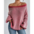 Striped Off Shoulder Knit Sweater with Voluminous Sleeves