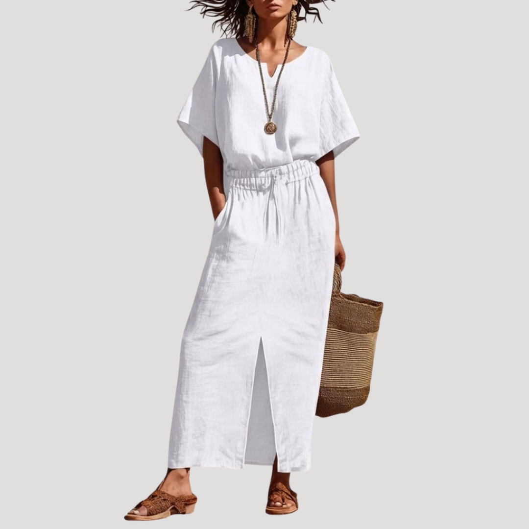 Slit Midi Skirt Co Ord Set
