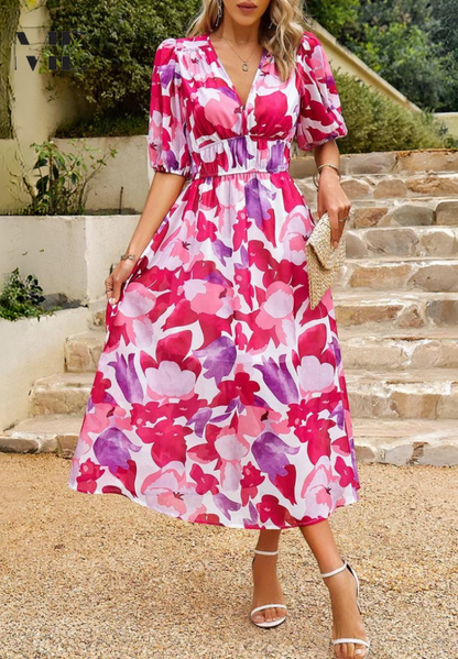 Floral Elegance Midi Dress