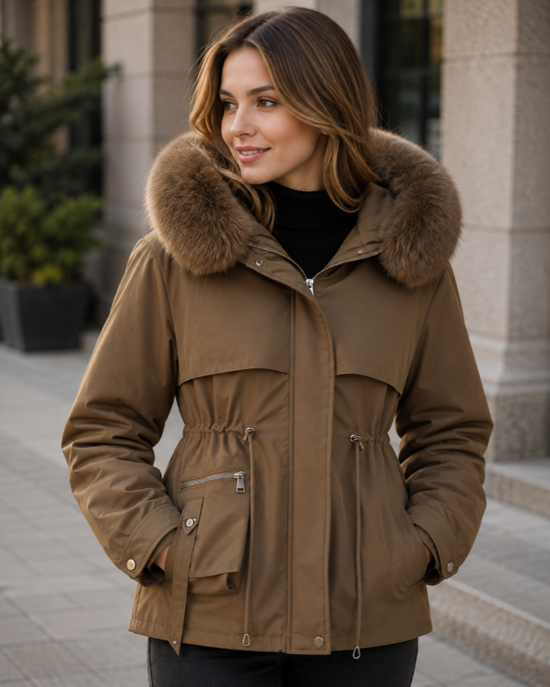 Marianna Hooded Parka Warm Lining and Faux-Fur Collar