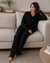 Zenova Ensemble en Maille Femme – Pull Col V et Pantalon Large Coordonné
