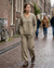 Zyvana Knit Set Oversized V-Neck Sweater & Wide-Leg Cable Knit Trousers