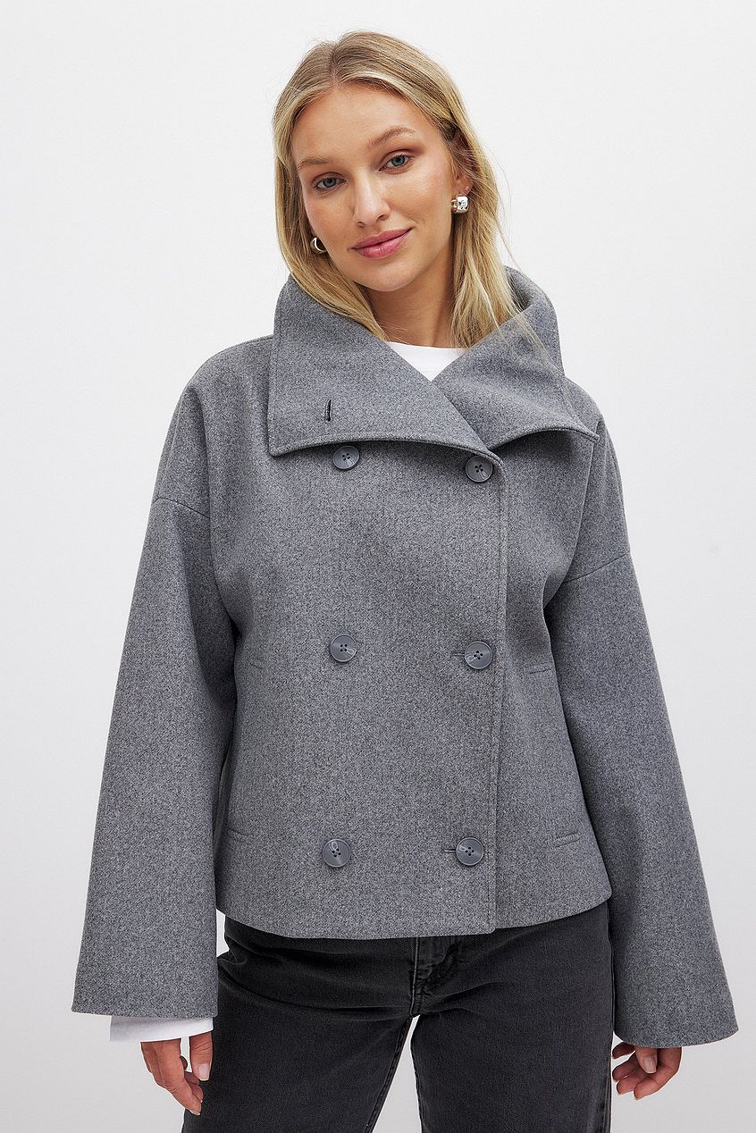 Wool Jacket Double Snap Closure