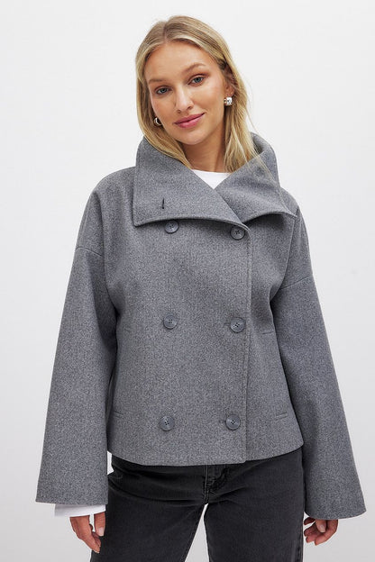 Wool Jacket Double Snap Closure
