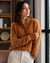 Luz Buttoned Cardigan Soft Knit with High Neck and Long Sleeves