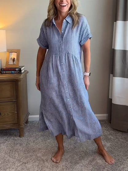 Striped Button Up Midi dress