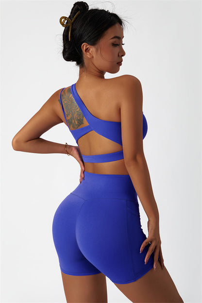 Asymmetrical One-Shoulder Bra & Shorts Set