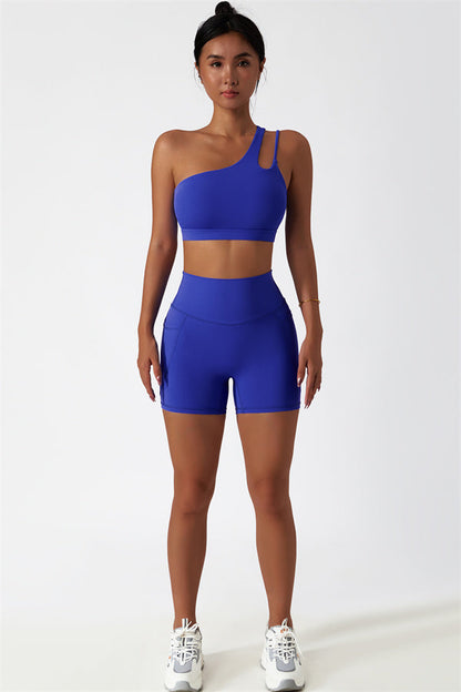 Asymmetrical One-Shoulder Bra & Shorts Set