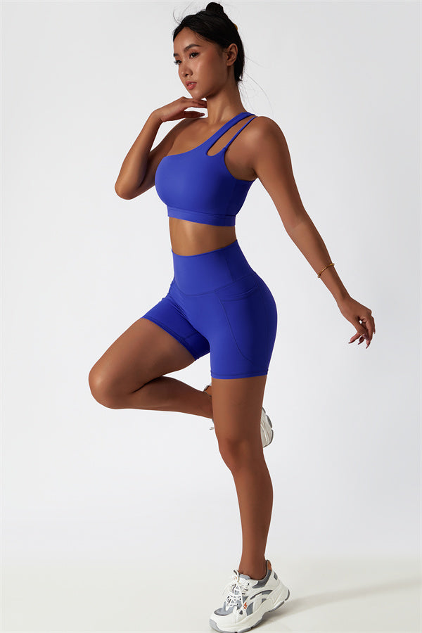 Asymmetrical One-Shoulder Bra & Shorts Set