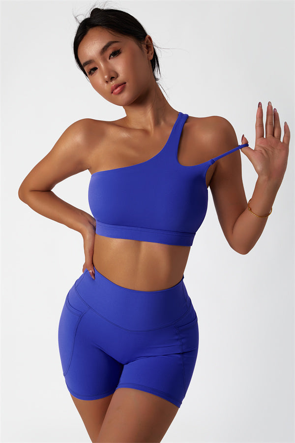 Asymmetrical One-Shoulder Bra & Shorts Set