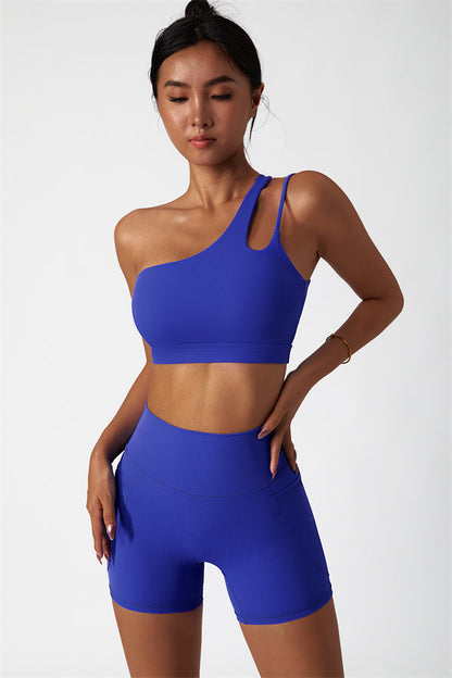 Asymmetrical One-Shoulder Bra & Shorts Set