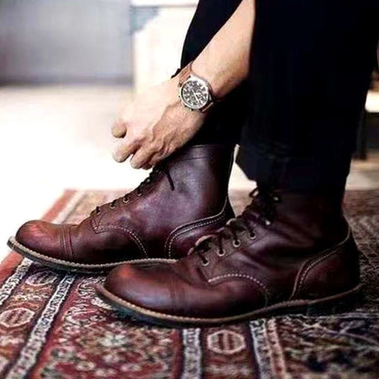 Penelope Faux Leather Lace-Up Ankle Boots