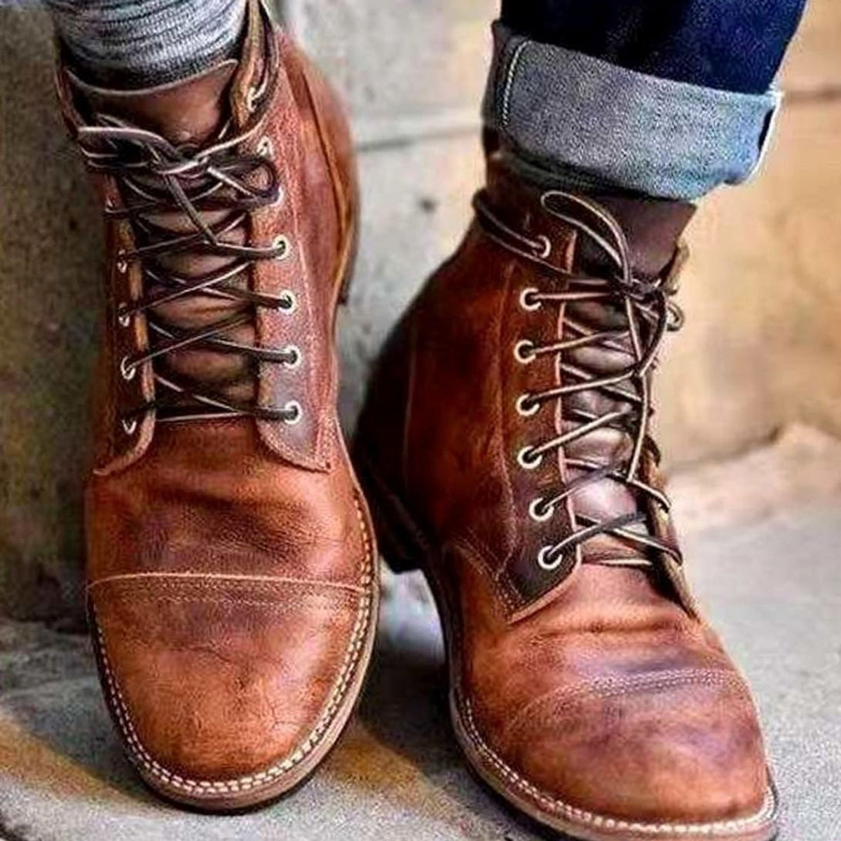 Penelope Faux Leather Lace-Up Ankle Boots