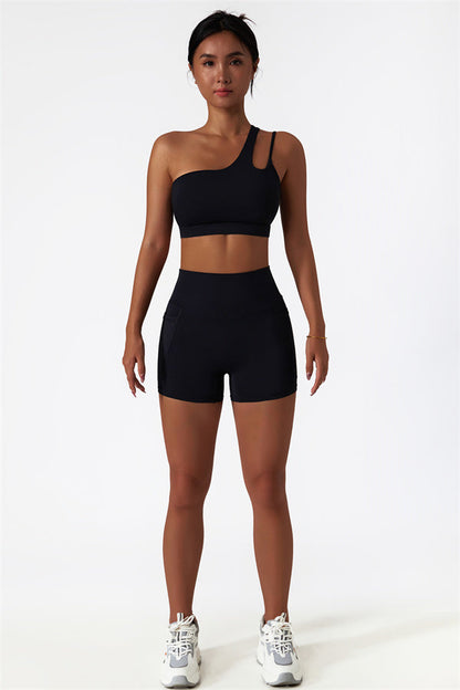 Asymmetrical One-Shoulder Bra & Shorts Set