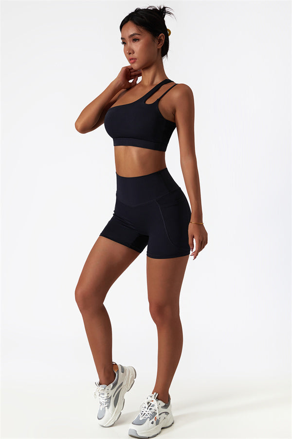 Asymmetrical One-Shoulder Bra & Shorts Set