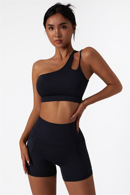 Asymmetrical One-Shoulder Bra & Shorts Set
